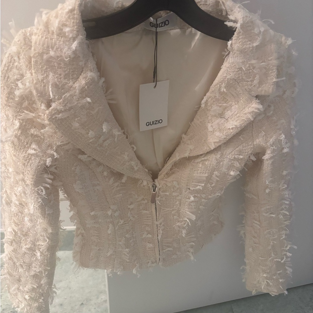 Danielle Guizio Ivory Textured Blazer